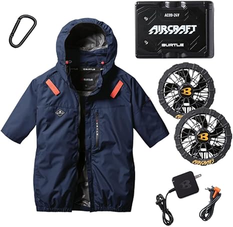 フルセット BURTLE バートル 空調服 エアークラフト L 13V 半袖 BURTLE バートル 空調作業服 作業着 エアークラフト半袖ブルゾン